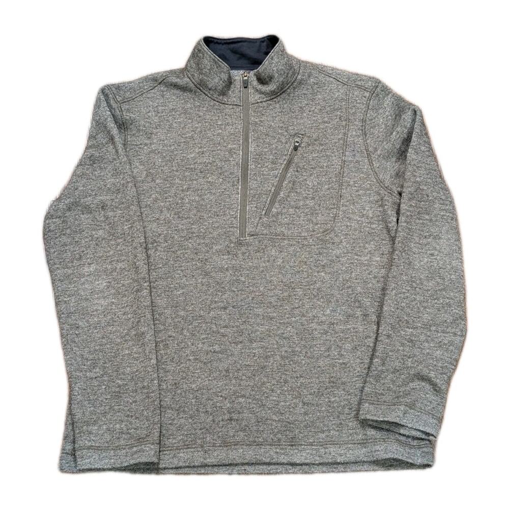 Toad & Co Outbound 1/4 Zip Sweater Mens LG Wool Blend Outdoor Hiking Golf Gray